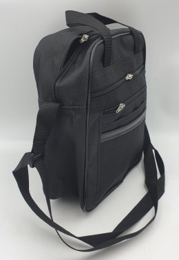 Torba męska 27 x 30 z dwoma zamkami materiał czarna