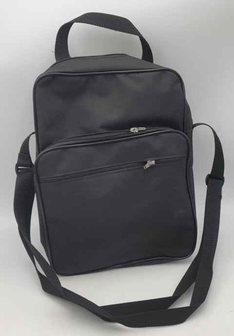 Torba męska 27 x 36 z dwoma zamkami materiał czarna