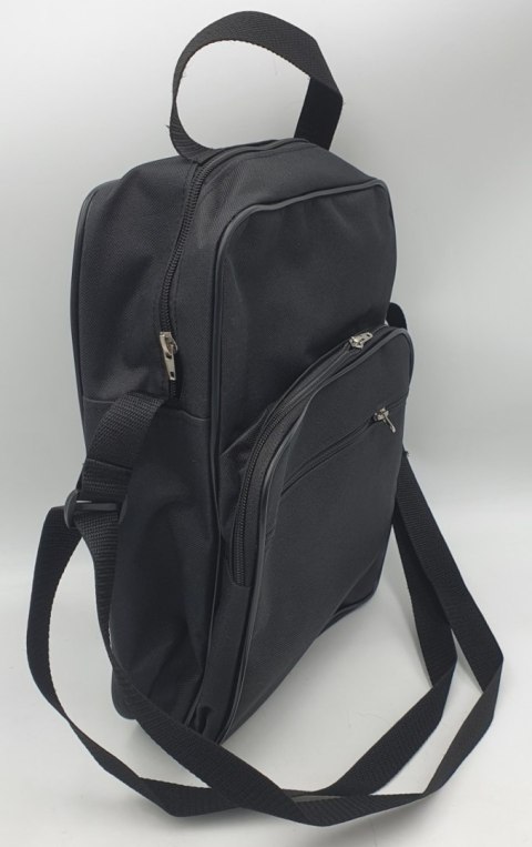 Torba męska 27 x 36 z dwoma zamkami materiał czarna