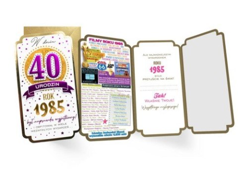 Karnet Urodziny 40 (cyfry, roczniki) 2025 PM-393