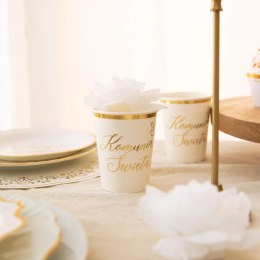 Kubek papierowy Komunia Święta biało-złoty 220 ml 6 szt. 161715