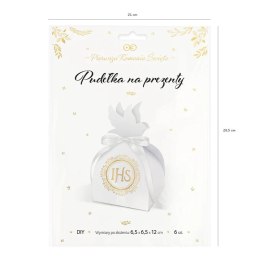 Pudełko na prezent dla gości IHS biało-złote 6szt. 127506
