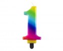 Świeczka B&C cyferka 1 Galaxy 8,0 cm tęczowa