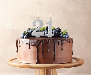 Świeczka B&C cyferka 1 metalik srebrna 8,0 cm PF-SCS1