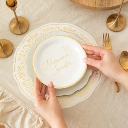 Talerzyki papierowe Komunia Święta biało-złote 7 cali 6 szt. 161708