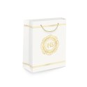 Torebka na prezenty 26 x 32 x 12cm IHS biało-złota 127469