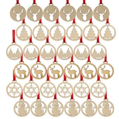 Bombki drewniane- 36szt. Ruhhy 24855