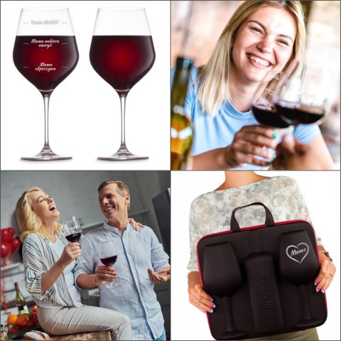 Etui na wino z kieliszkami diVinto dla Mamy - prezent na dzień matki