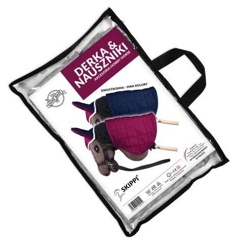 Derka dwustronna i nauszniki Skippi dla Hobby Horse - fuksja i granat