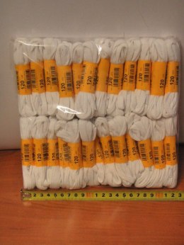 Sznurowadła 25par 120cm białe płaskie 1174