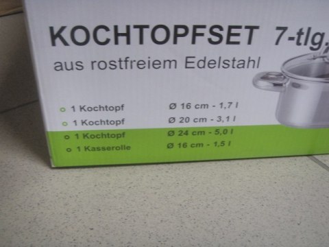 Komplet garnków nierdzewnych 7el. BERLINER | 16627