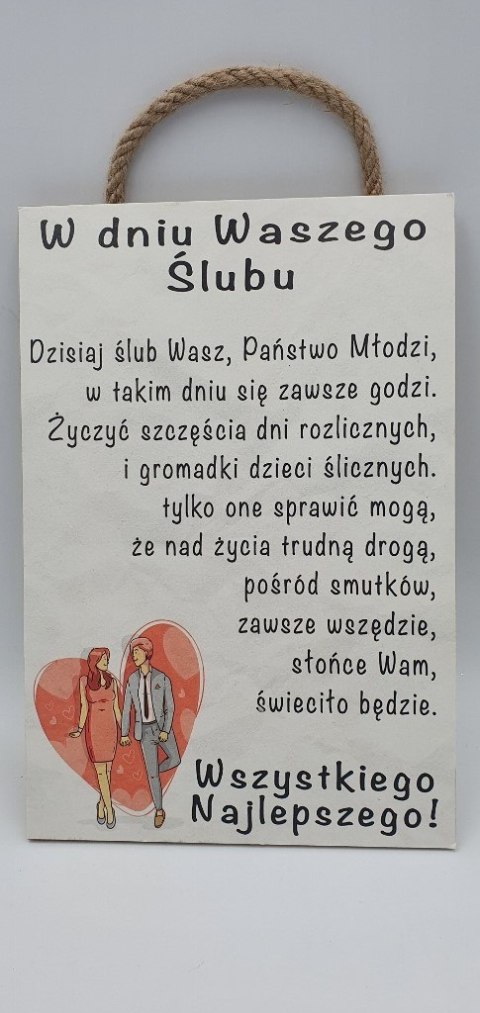 Tabliczka/obraz do zawieszenia 20x30 ŚLUB