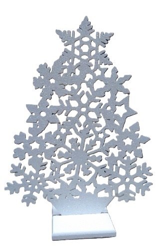 Ozdoba stojąca 25cm CHOINKA II BIAŁA BROKAT