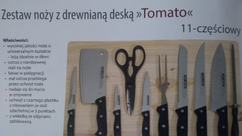 Zest.11 noży z drewnianą deską 44,5 x 35 TOMATO