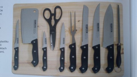 Zest.11 noży z drewnianą deską 44,5 x 35 TOMATO