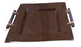 Talerz ceram kwadratowy + bambus 25 x 25 cm