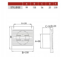 Wentylator osiowy z przepustnicą STYL 100S-P