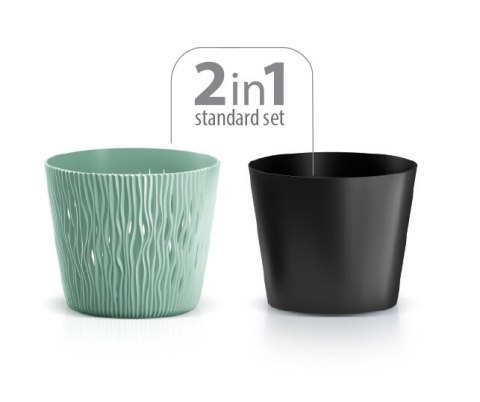 Doniczka okrągła + wkład Sandy Round 19xh16,5cm MOCCA