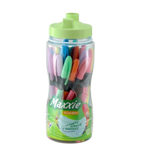 Długopisy w bidonie z wkładem igłowym umożliwiającym płynne pisanie 25szt. FO-GELB 035